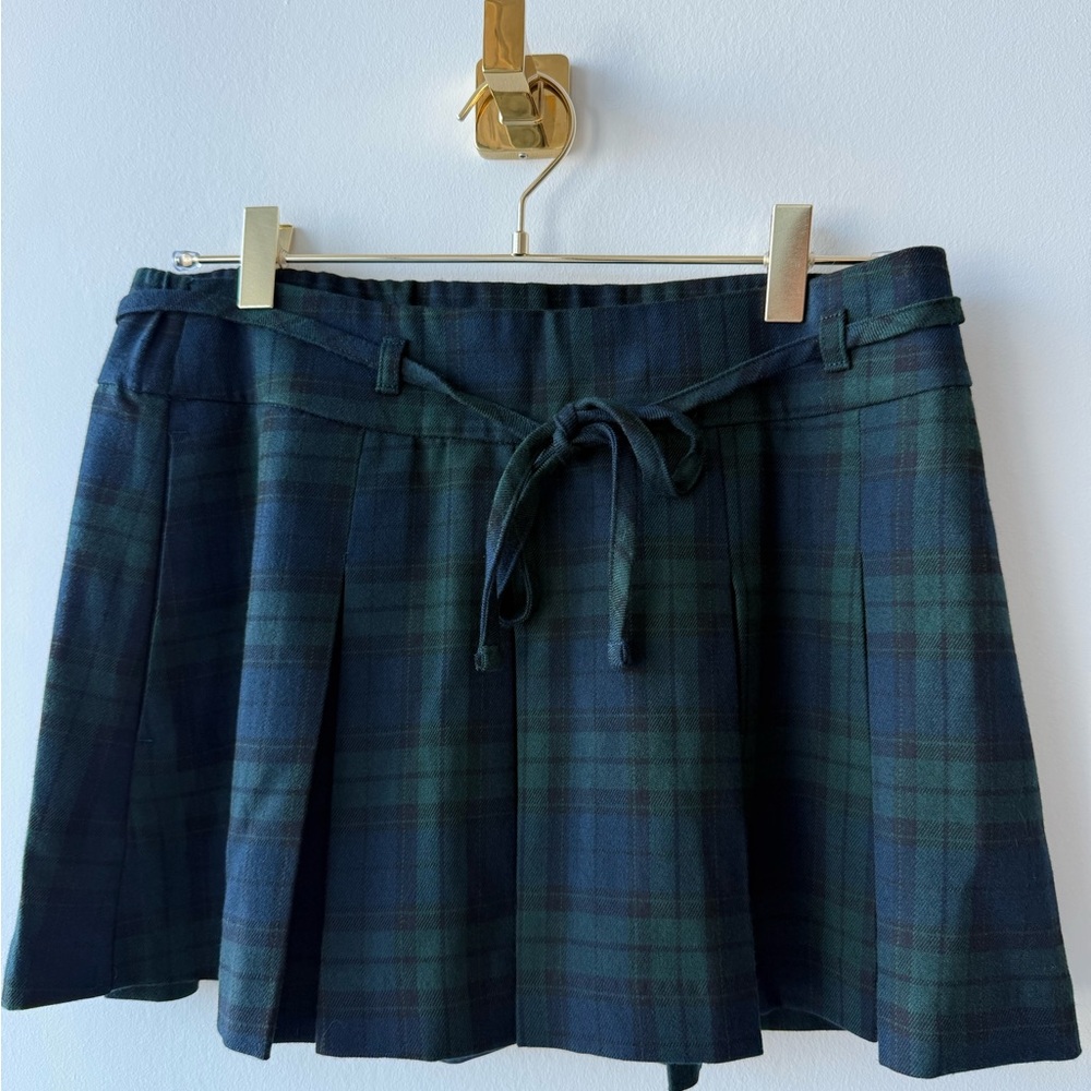 Hollister Tartan Mini Skirt in Green and Blue